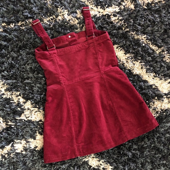 H&M Divided Open Front Burgundy Corduroy Dress - Picture 3 of 4